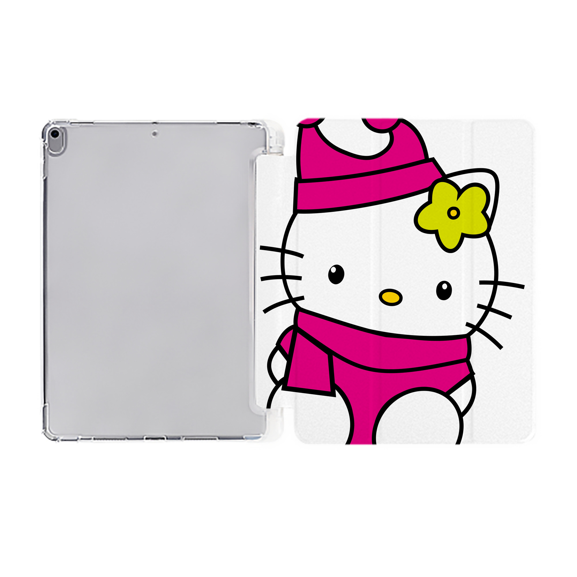 （画像用） Hello Kitty ハローキティ IPad ケース ペン収納付き 三つ折りスタンド PUレザー×シリコン 対応機種9.5/10.5/10.9インチ